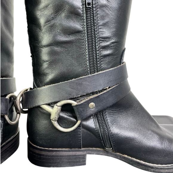 Thunder Italy Boots Womens 36 Black Leather Riding Style MC Buckle Zip Ankle - Picture 7 of 9
